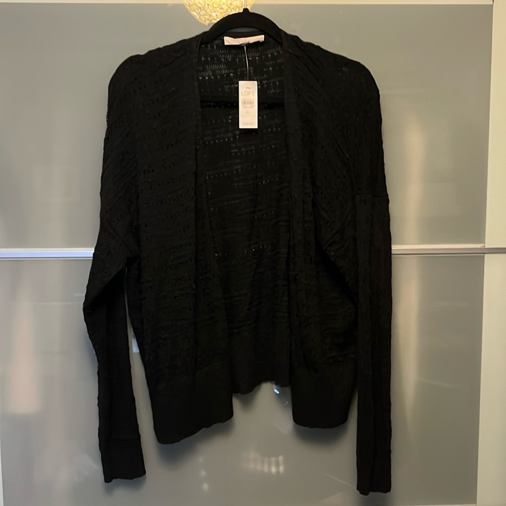 Loft size xl open cardigan in black